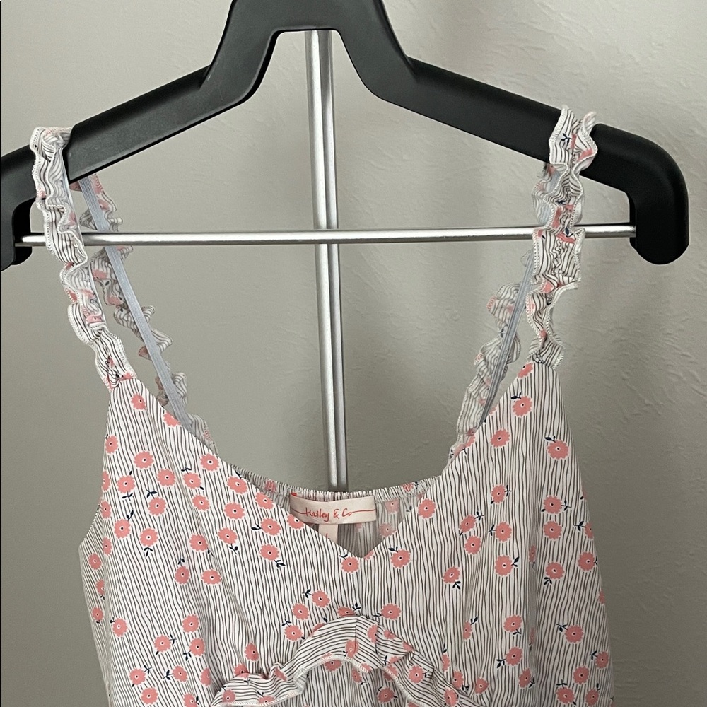 Floral Ruffle Camisole - Pink and White - Picture 3 of 7